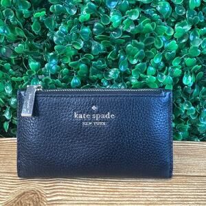 Womens Kate Spade Small Black Pebble Leather Wallet Ladies Gift Wallet